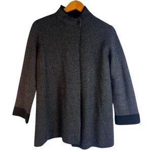 Benedetta B Cape Cardigan Merino Wool Blend Tweed‎ Look Chevron Size Small